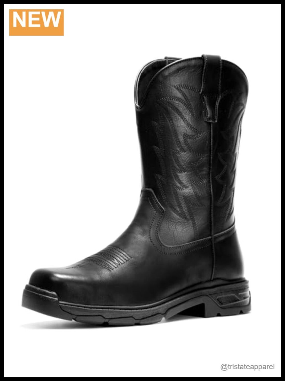 ANGRYRAM Steel Toe Cowboy Work Boots for Men Safety Square Toe Western Boot